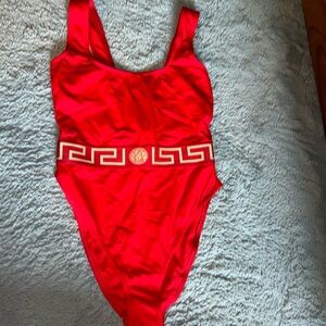 Versace Greca Swimsuit NWT Red